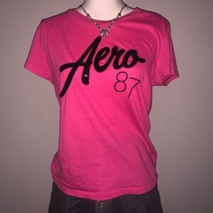 Y2K Hot Pink Aeropostale baby tee size XL